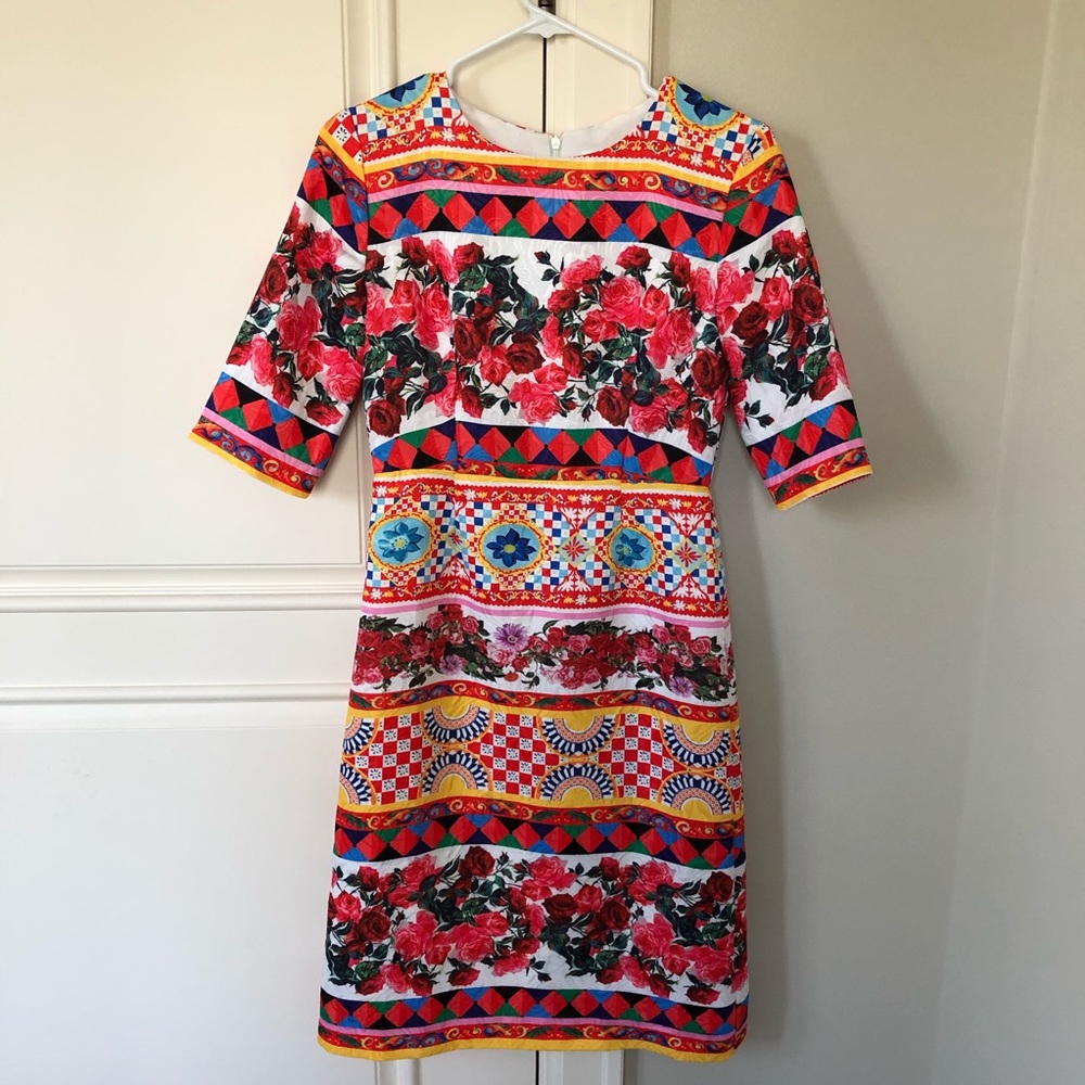 Sicilian Majolica Floral Print Dress dolce